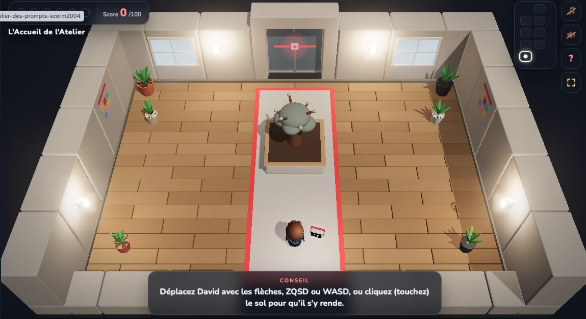 L’Atelier des prompts : David dans la salle d’accueil de l’atelier.
