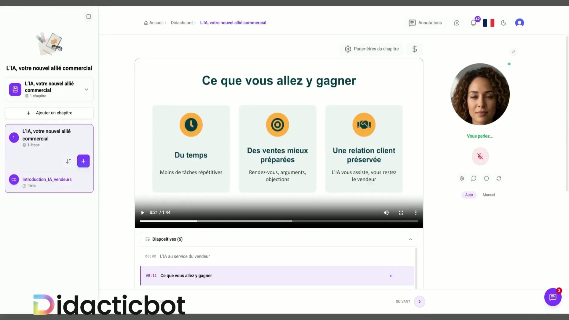 Extrait de la démonstration pendant l’échange vocal avec l’assistant IA.